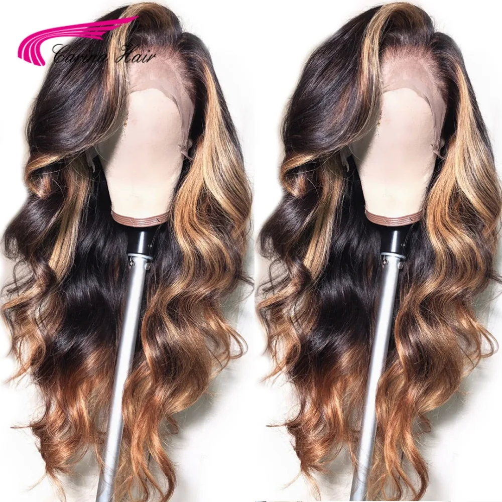  Carina Brazilian Lace Front Human Hair Wigs With Baby Hair Pre Plucked For Women Remy Hair Ombre Co