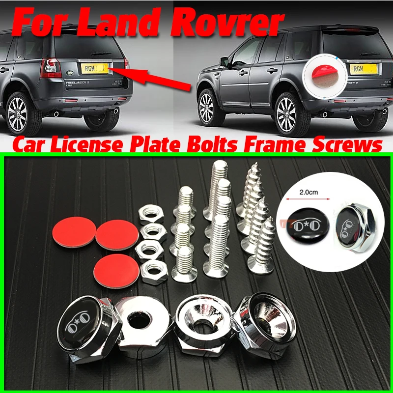 

Bolts Car License Plate Frames Cap Sticker Decals Chrome car styling for Land Rover Range Rover Discovery 4 Freelander 2 Evoque