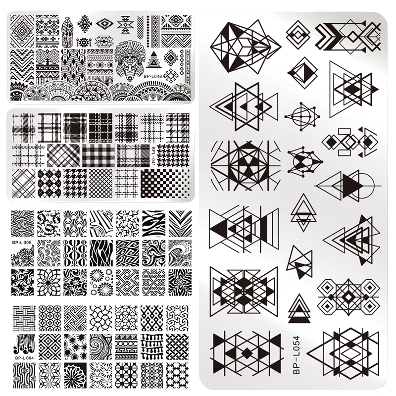 

BORN PRETTY Geometry Rectangle Stamping Template Geometric Pattern Manicure Nail Art Stamp Image Plate