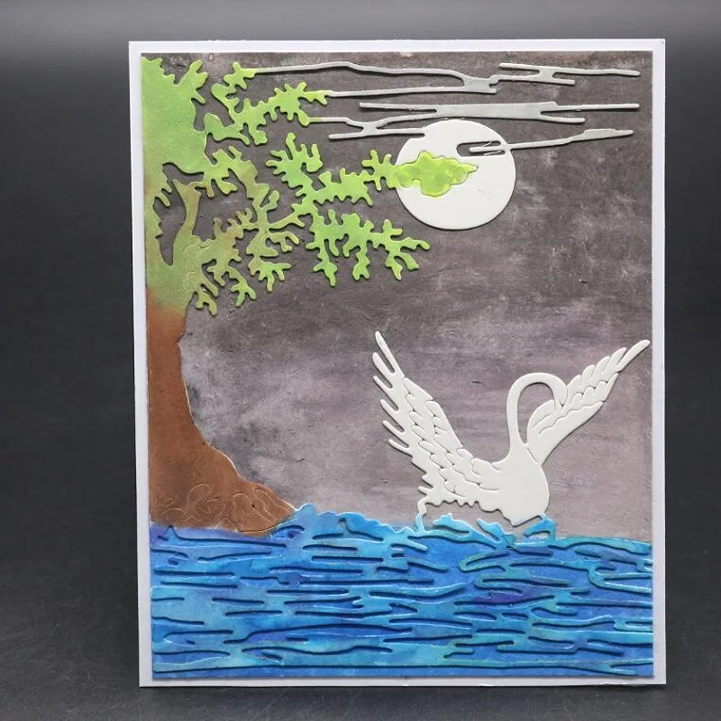 

Glita Creatif swan under moon metal cutting dies for DIY scrapbooking albulm photo embossing paper craft stamps with die cut