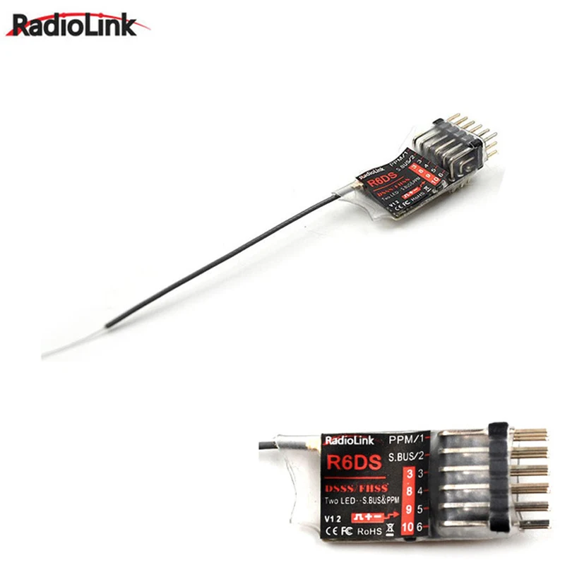 

Radiolink R6DS Receiver 2.4G 6CH PPM PWM SBUS Output Compatible FOR AT9 AT9S AT10 AT10II Transmitter