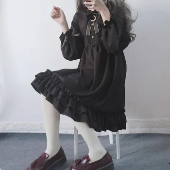 Japanese Sweer Lolita Harajuku Black Ruffles Dress 2