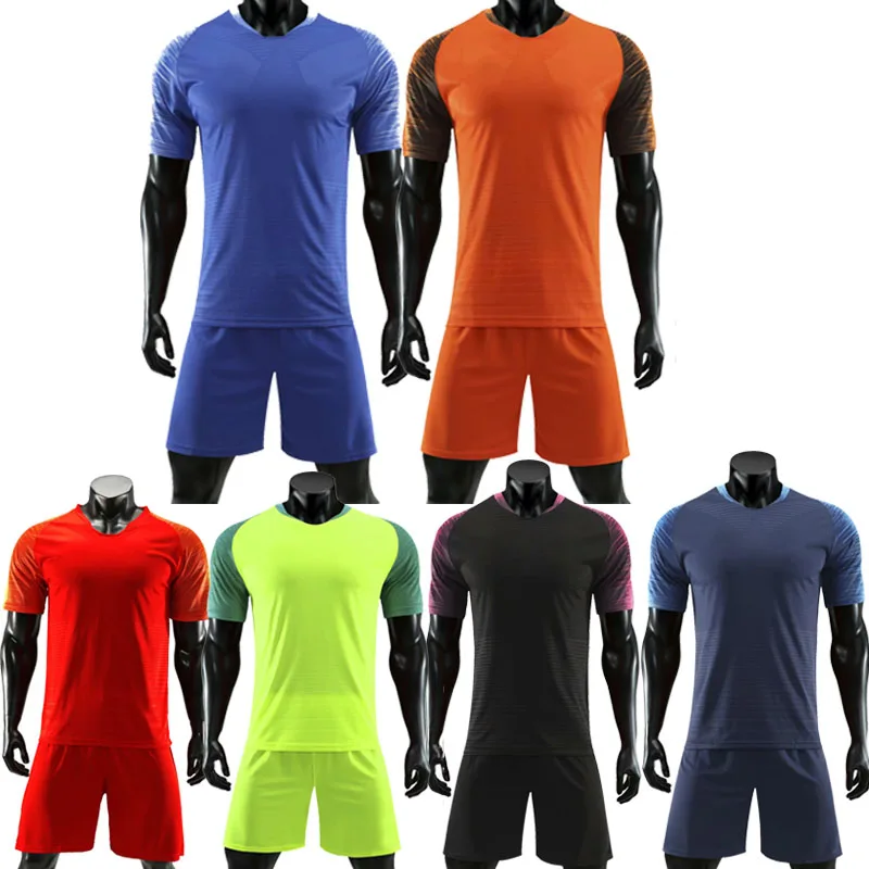 Kids blank short sleeve soccer jersey boys 6 colors football jerseys and shorts youth plain soccer sets customize any logos