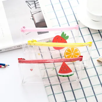 

Cute Fruit Transparent Pencil Case Etui Kawai Strawberry Pencil Cases Clear Pen Box School Bags For Pencils Korean Stationery