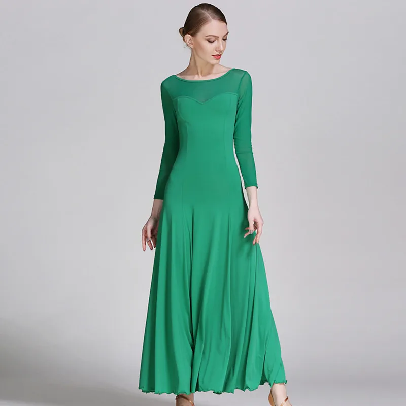 Гладкие Бальные платья для бальных танцев вальс испанское платье Фламенго танцевальное платье зеленые танцевальные костюмы обычные платья