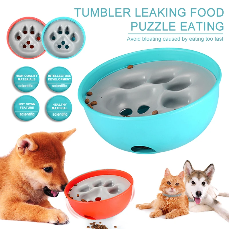 New Pet Dog Bowl Tumbler Slow Feeder Anti Leakage Food IQ Treat Ball Dog Toys for Pet Cat Food Water Feeding Dish Feeder