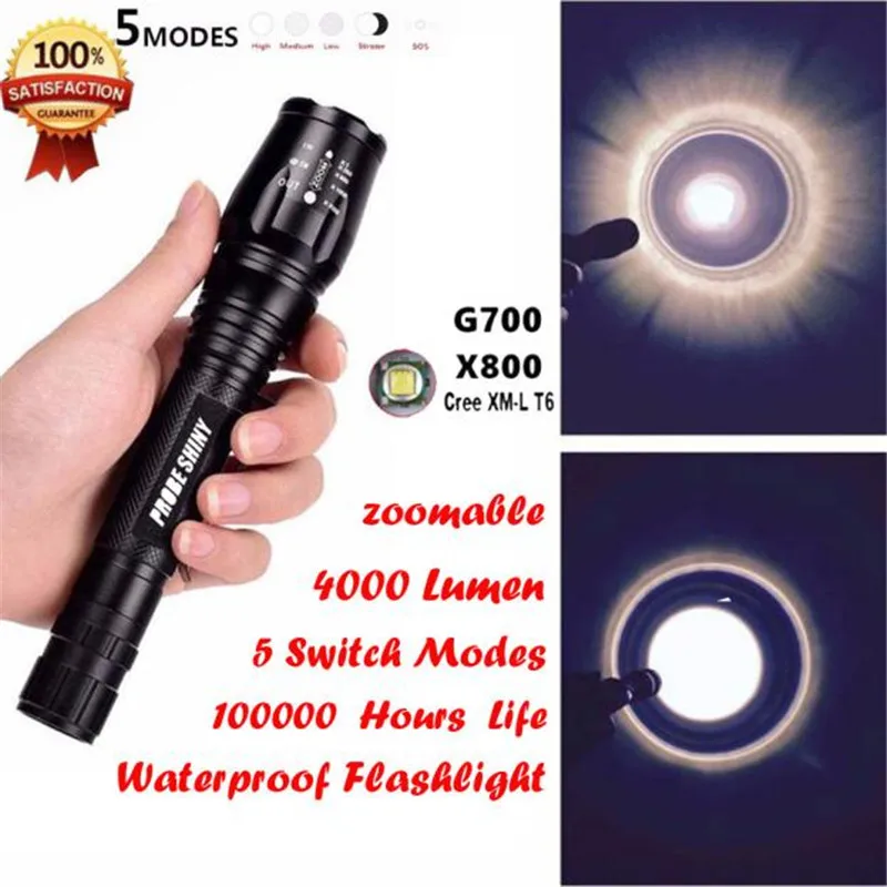 

Zoomable Flashlight Tactical 5000 Lumen Light 5 Modes LED Cycling Bicycle Bike Hand Front Torch 18650 Lamp M25