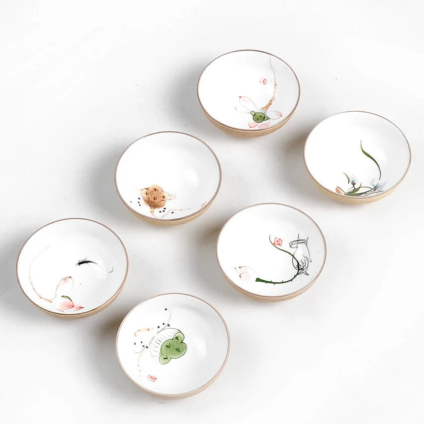 Керамика большой Размеры фарфорная чашка для чая Gaiwan и рисунком «кунг-фу чайный сервиз ручной росписью нарисованная маленькая чаша для церемонии Декорации для дома