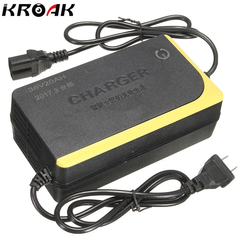 Kroak 36V 20AH Intelligent font b Battery b font Charger Charging for Electric Bikes Scooters Capable