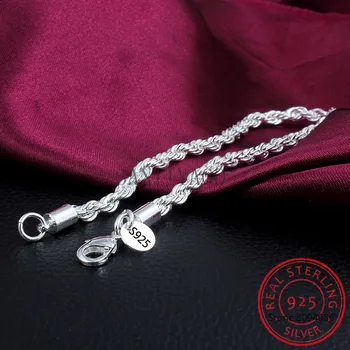 

Top Quality Wholesale And Retail 925 Sterling Silver Bracelet Chain Twisted Rope Bracelet Geometric Silver Snake Fine Bracelet