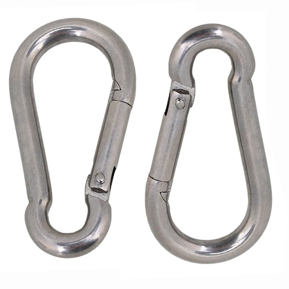 

2PCS Multifunctional 304 Stainless Steel Spring Loaded Gate Snap Carabiner Quick Link Lock Ring Hook M7 70mm