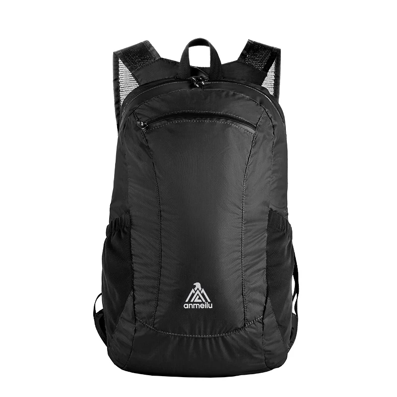 ANMEILU складной легкий Силиконовый водонепроницаемый рюкзак для путешествий, Ультралегкая спортивная сумка для улицы, Ультралегкая сумка унисекс на ремне - Цвет: Black