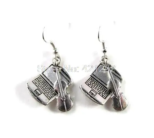 

10pairs Sherlock holmes inspired Earrings Johnlock Earrings laptop and violin charm In silver