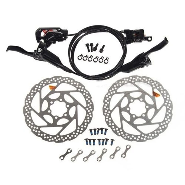 Best price at $105 Cheap BR-M447 BR-M446 BL-M445 Cycling Bike Bicycle Hydraulic Brake Sets Front & Rear with RT56 160mm Rotor For Shimano, Black / White