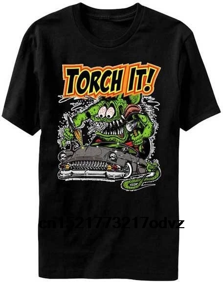 Для мужчин футболка крыса Финк факел это черный Graphic Tee крутые топы с круглым