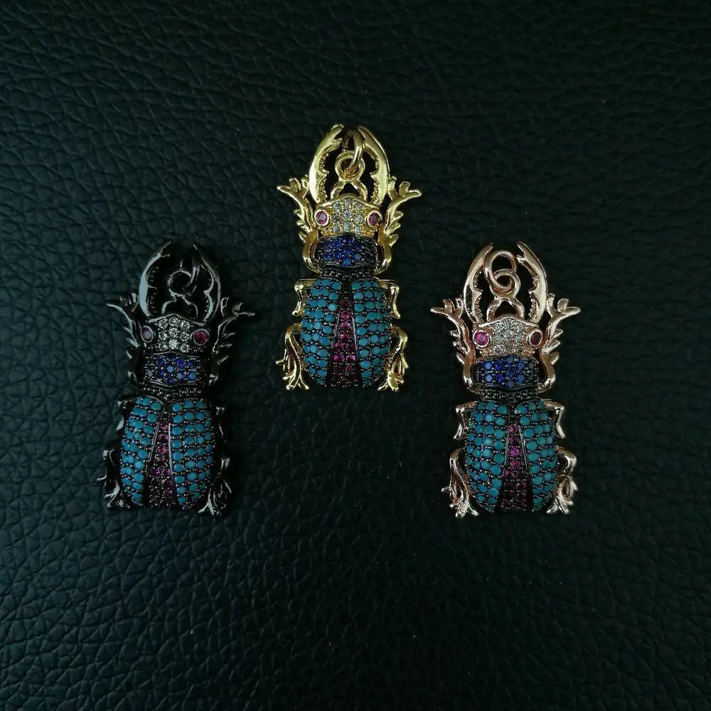 

CP086 1 pcs High Quality CZ Micro Pave Insect Pendant Charms Necklace 15x30mm