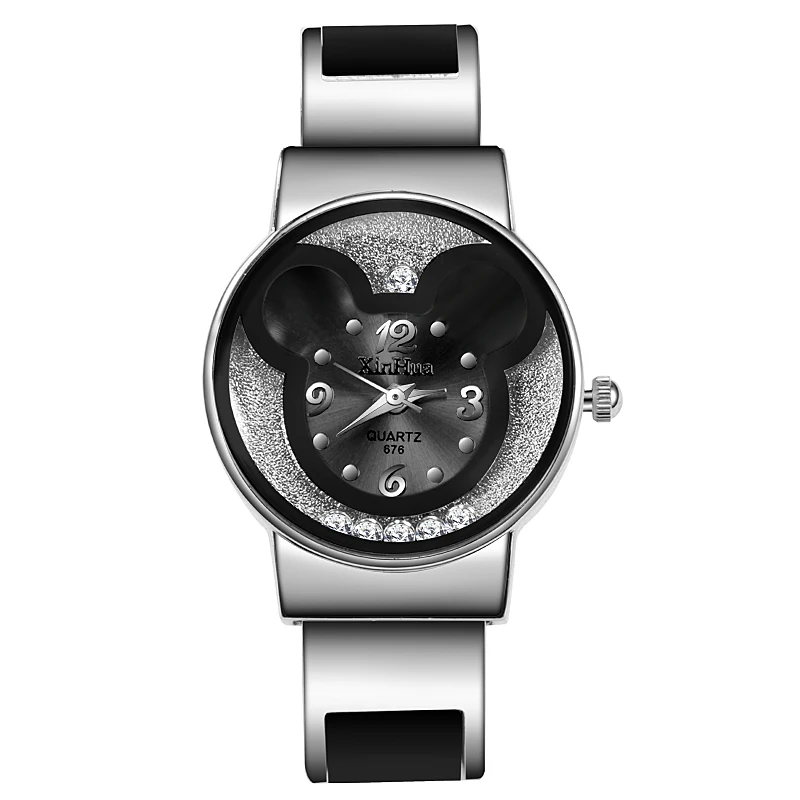 Reloj mujer модные женские часы Xinhua женские роскошные нарядные часы браслет Наручные часы из нержавеющей стали часы relogio feminino - Цвет: Черный