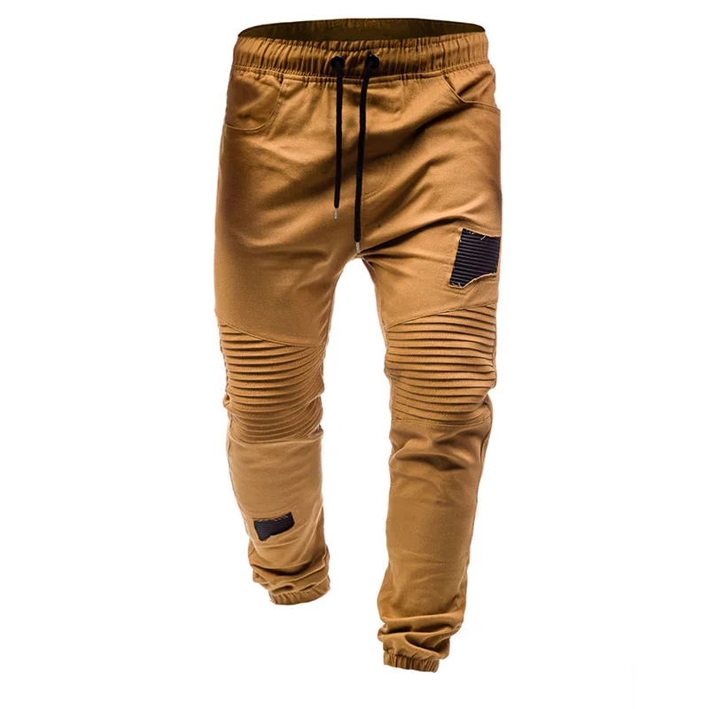 Europe and the United States 2019 foreign trade new pleated rag stitching casual pants tether elastic men's casual pants