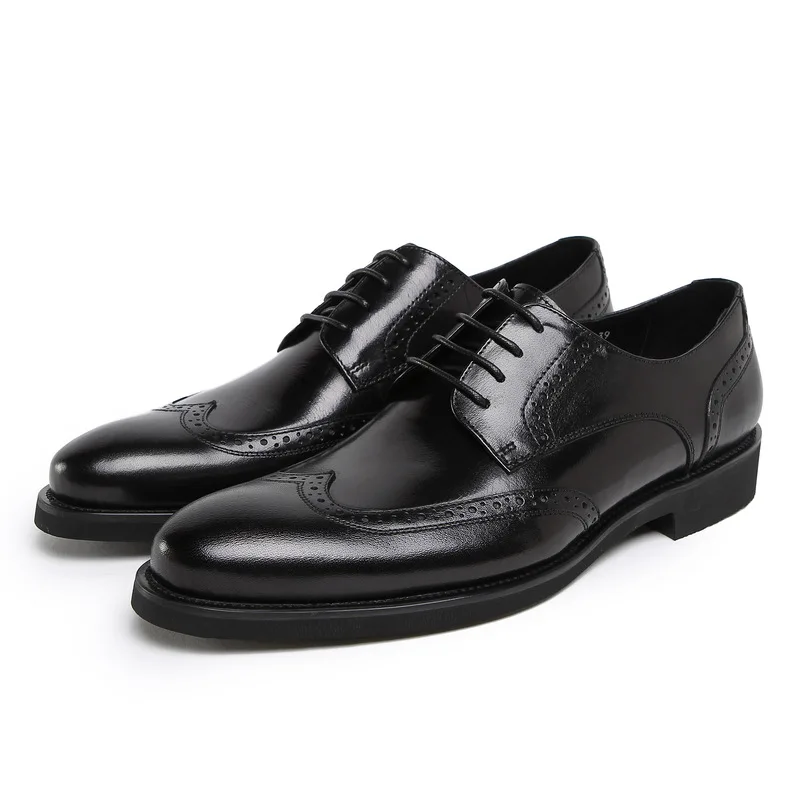 

Gentleman's Party Shoes Black Brown Genuine Leather Flats Round Toe Loafers Men Lace Up Casual Loafers High-end Shoes JMH-A0064