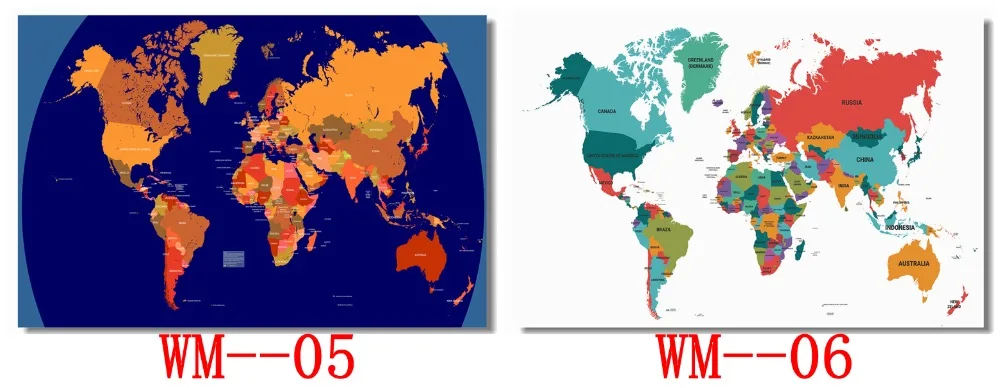 Пользовательские холст Наклейки на стены Карта мира Плакат карта мира наклейки на стену для офиса Фреска карта мира обои украшения спальни#0620