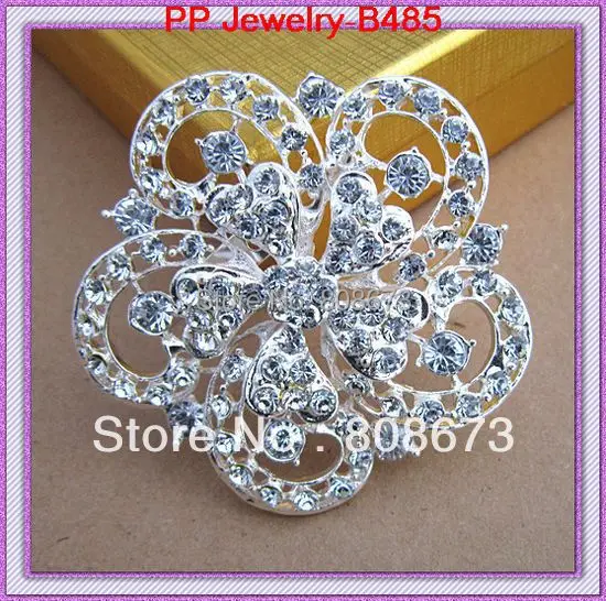 

High Quality Stunning Diamante Big Flower Wedding Bouquet Brooch Hot Selling Women Party Brooch Lady Scarf Pins