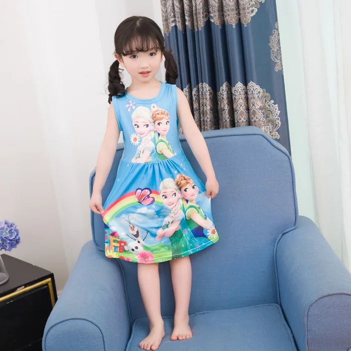 A842 Уютный хлопок рубашки маленьких подростков пижамы для девочек платья Детская Летнее платье с героями мультфильмов Ночная Рубашка домашняя одежда детская одежда для сна - Цвет: style 20