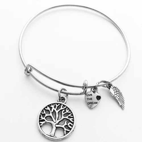 

tree Bangles New Wholesale adjustable Wire Bracelets With Charms AA2012
