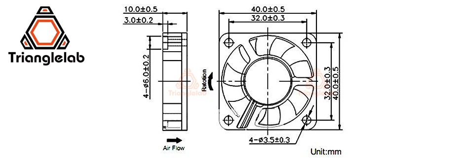 3d trianglelab 4010 40*40*10mm ventilador de refrigeração