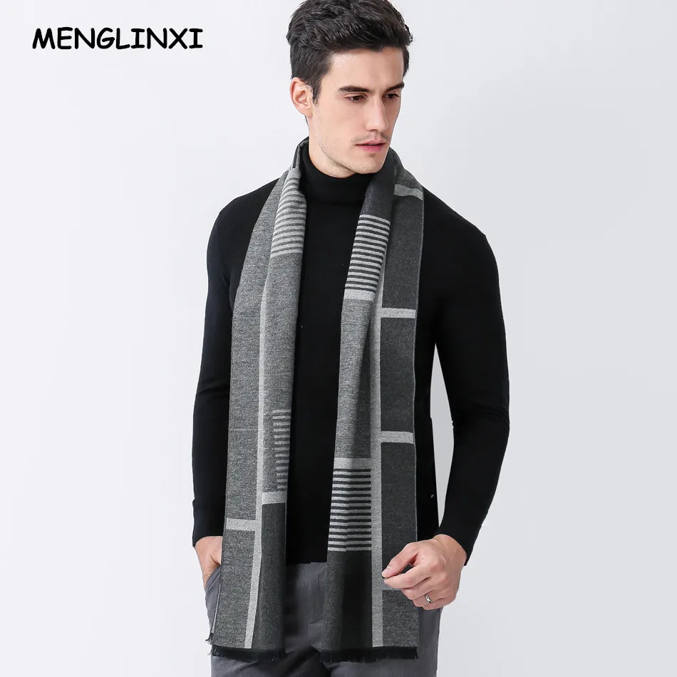 Новейший кашемировый клетчатый шарф, мужской зимний брендовый шарф, мужской модный теплый роскошный шарф, деловые повседневные шарфы