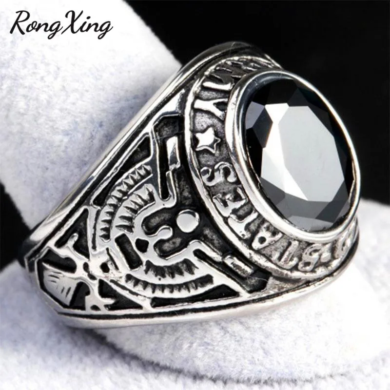 RongXing старинный круглый камень синий/красный/зеленый кольца для мужчин и женщин