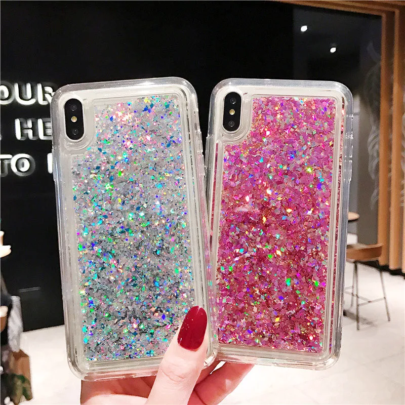 

Anti-knock Phone Bag for Iphone 6 Case Glitter Dynamic Liquid Quicksand Back Cover for Iphone 7 6S Plus Xr Xs Max 8Plus Case