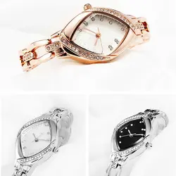 Для женщин обувь для девочек дамы ромбические браслет-часы горный хрусталь часы платье браслет кварцевые наручные