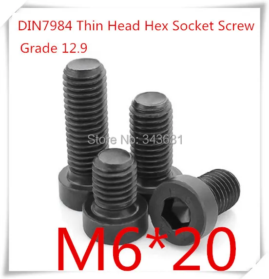 50PCS/LOT Grade12.9 DIN7984 M6*20 Hexagon Socket Thin/ low / Short Head Cap Screw | Инструменты