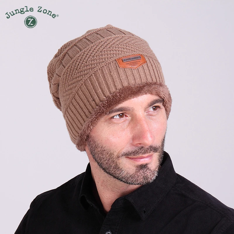 Зимняя новая вязаная шапка с маркировкой JUNGLE ZONE плюс бархатная зимняя уличная