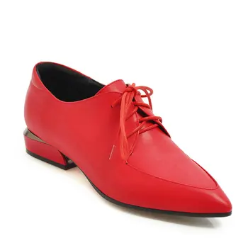 

British wind spring 2019 new low heel side with size 43 lace-up point code 33 - single woman shoes