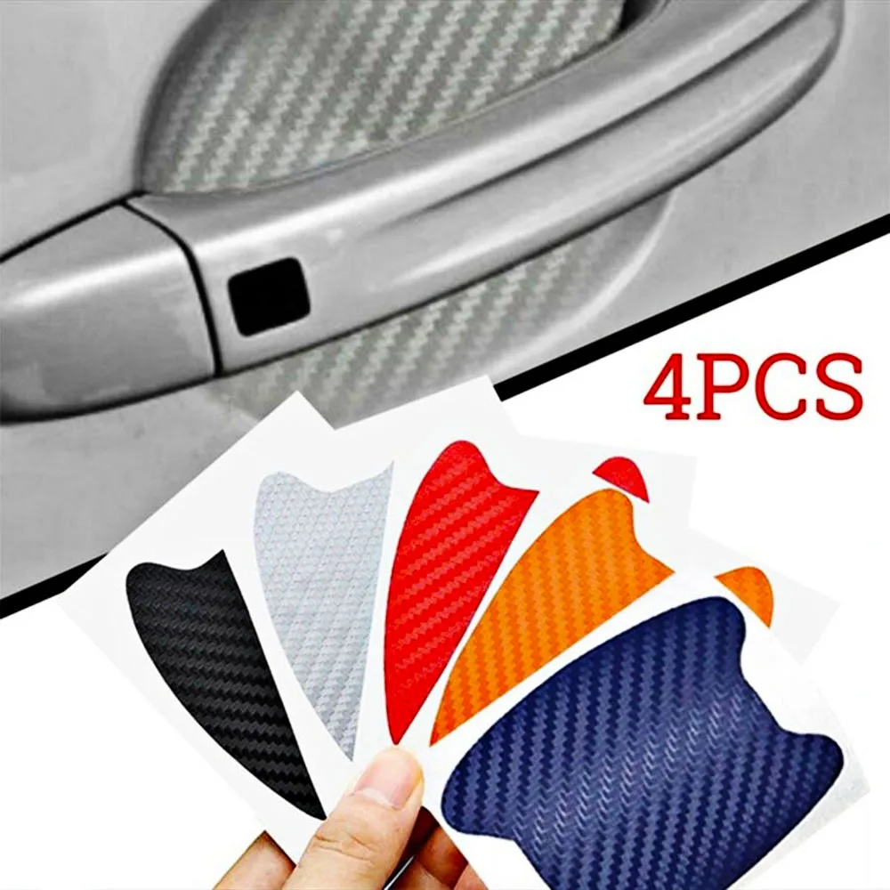 4Pcs Carbon Fiber Car Door Protective Film Bowl Stickers Protection Body Decoration Door Handle Stickers Decals Car Accessories (1)