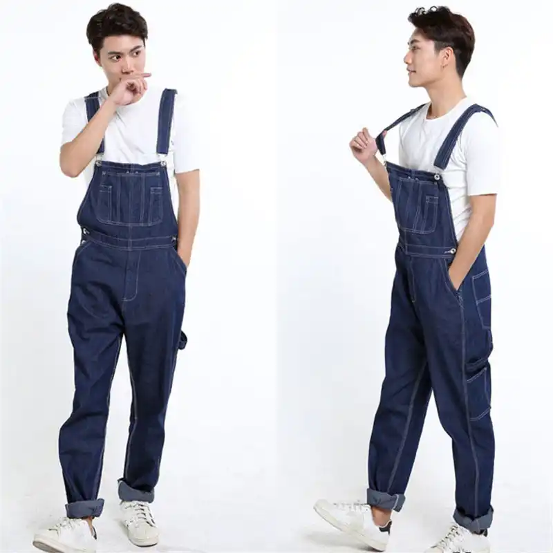 Monos De Mezclilla Moruancle A La Moda Para Hombre Con Bolsillos