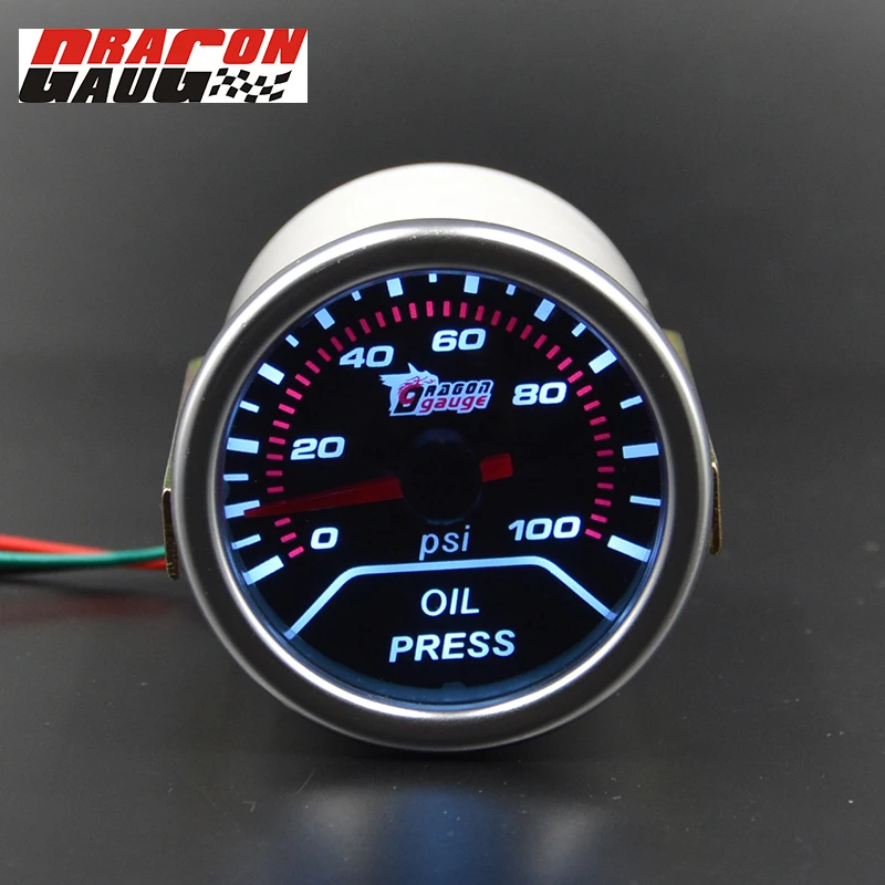 

Universal 52mm Smoke White Led backlight Racing Refit meter Car Accessories Analog Scale Oil pressure gauge Car gauge