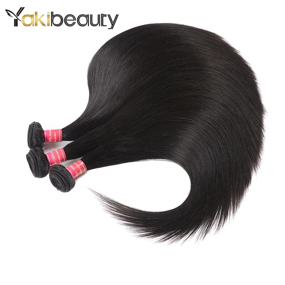 Indian Straight Hair 3 Bundles With Frontal 4x13 Remy Human Hair Bundles With Frontal Closure Natural Black Color Can Be Dyed  (6)