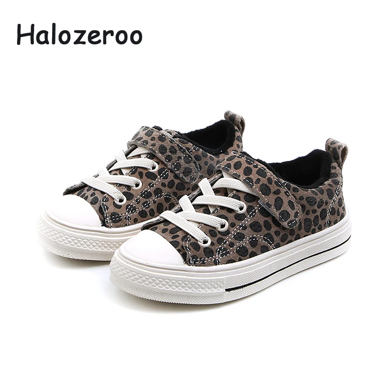 

Winter Children Genuine Leather Sneakers Toddler Warm Casual Shoes Baby Girl Leopard Sport Sneakers Boy Soft Black Shoes Trainer