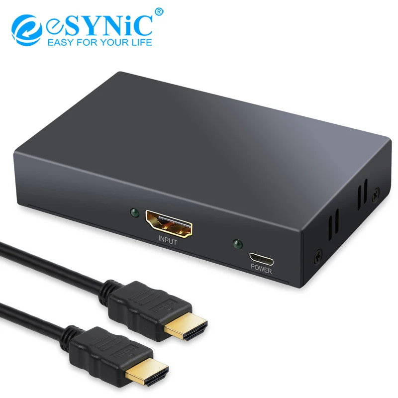 ESYNiC 4 к 1080 P splitter 1x2 концентратор 1 в 2 с м HDMI кабель конвертер Поддержка 3D и CEC Ver