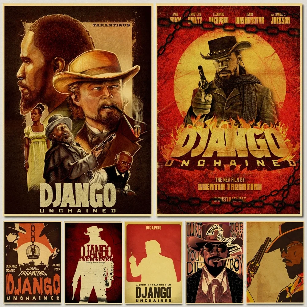 

Classic movie Django Unchained Quentin Tarantino retro Poster Retro Kraft Paper Bar Cafe Home Decor Painting Wall Decals