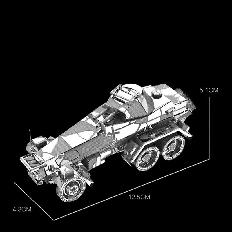 3D DIY металлическая головоломка из нержавеющей стали в Военном Стиле бронированный автомобиль/дорожное строительство стереоскопическая Сборная модель головоломки детские игрушки - Цвет: Armored vehicle