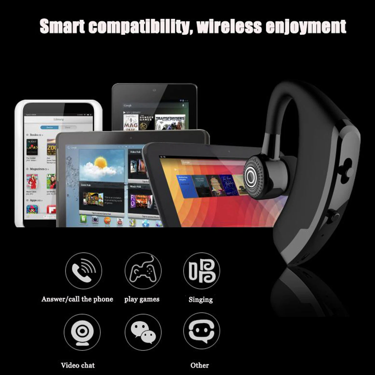 V9 Handsfree Wireless Bluetooth Earphones Noise Control Business Wireless Bluetooth Headset with Mic for Driver Sport