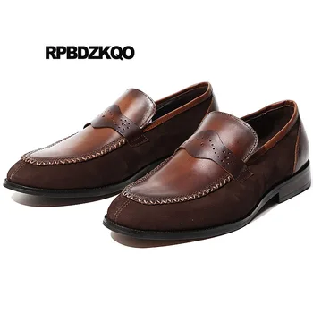 

Loafers Office Men Formal Suede Shoes Luxury Black Brown Dress European Italian Nubuck Business British Style Genuine Leather