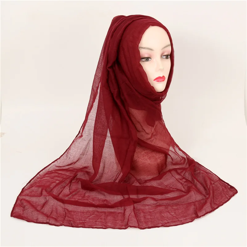 Хлопковая повязка на голову, повседневные однотонные зимние шарфы для женщин, тонкие шали и палантины, бандана для женщин, хиджаб, Пашмина, echarpe, Новинка