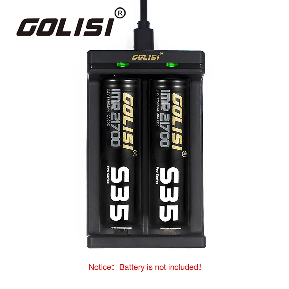 Golisi UCable 2 слота Смарт USB порт питания зарядное устройство светодиодный 2A для Li-Ion 18650,21700, 26650/Ni-mh/Ni-cd/aaa/aa