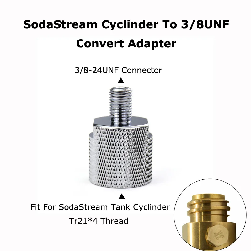 

New SodaStream Cylinder To 3/8-24UNF Convert Adapter For Aquarists Aquarium Fish or Homebrew Beer Keg Co2 Tank Regulators