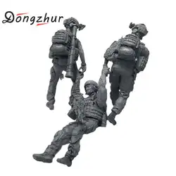 Dongzhur 1/35 три солдаты Комбинации костюм современные американские военные спасения товарищи Смола Модель Diy игрушки Смолы Рисунок пчелы-16