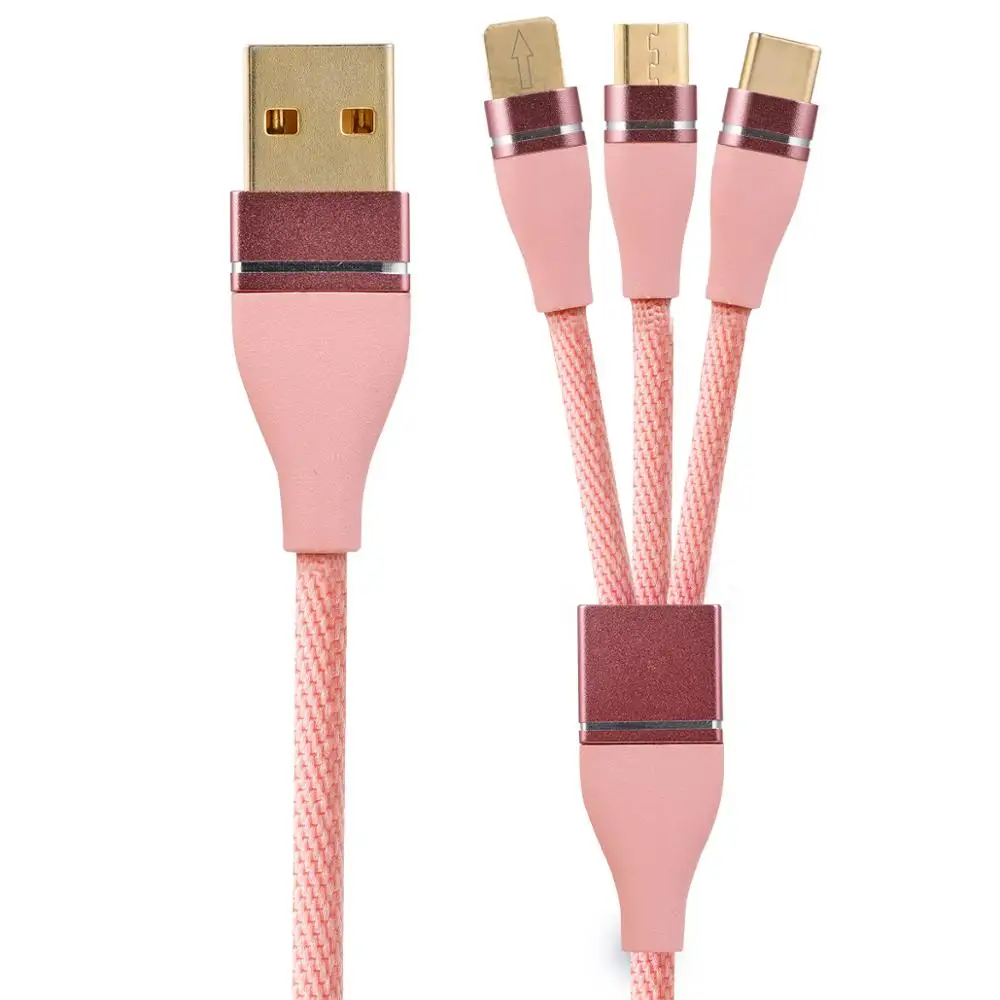 

Xiaomii innovatived 3in1 Universal USB Charging Cable universal multi-purpose 3 in1 usb braided nylon usb cable